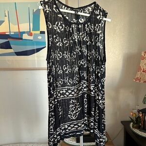 Lucky Brand Black and White Sleeveless Top S